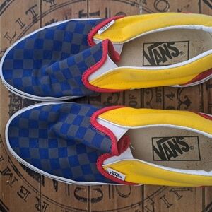 Vans Blue and Yellow Checkerboard Sneakers